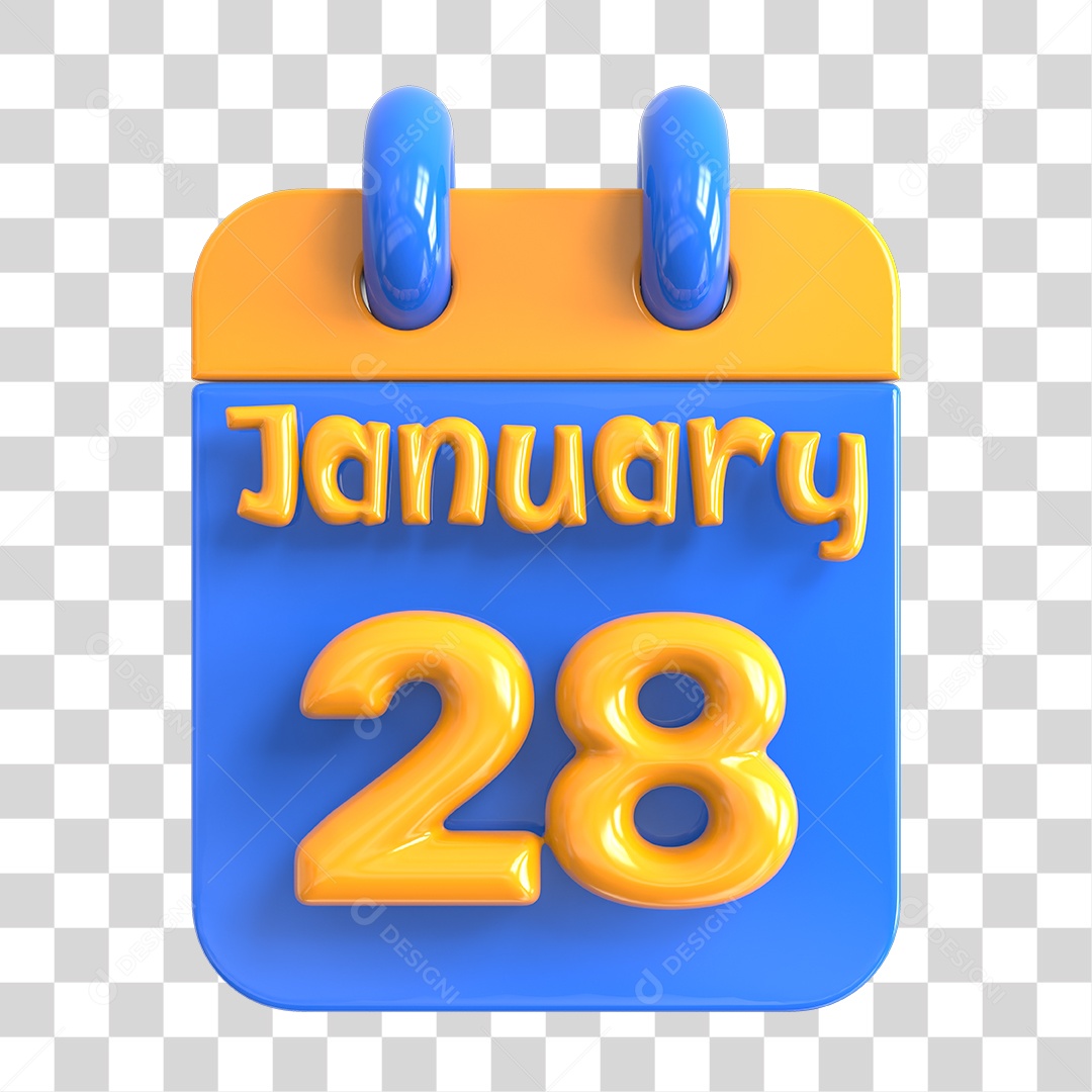 Elemento 3D Calendário 28 de Janeiro PNG Transparente