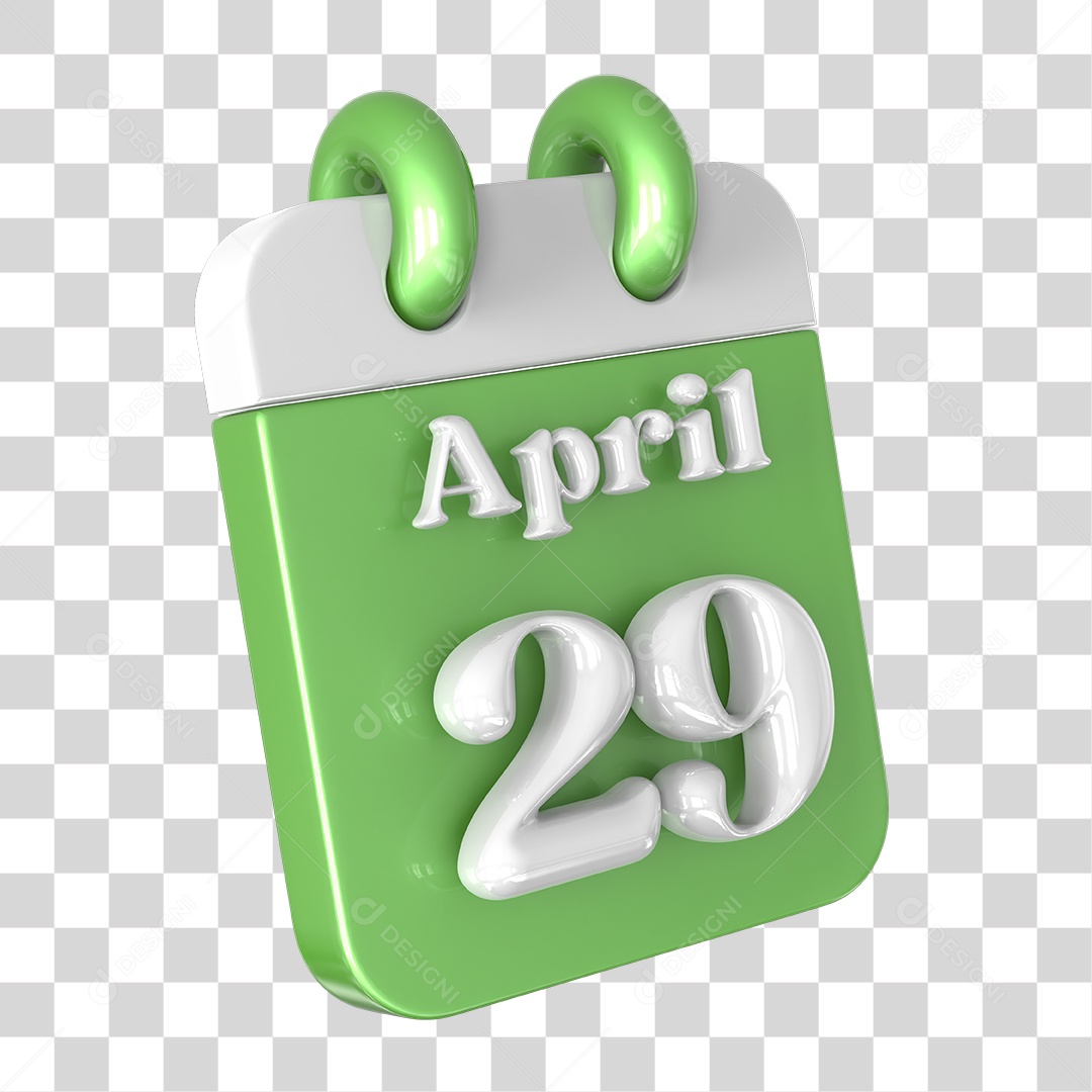 Elemento 3D Calendário 29 de Abril PNG Transparente