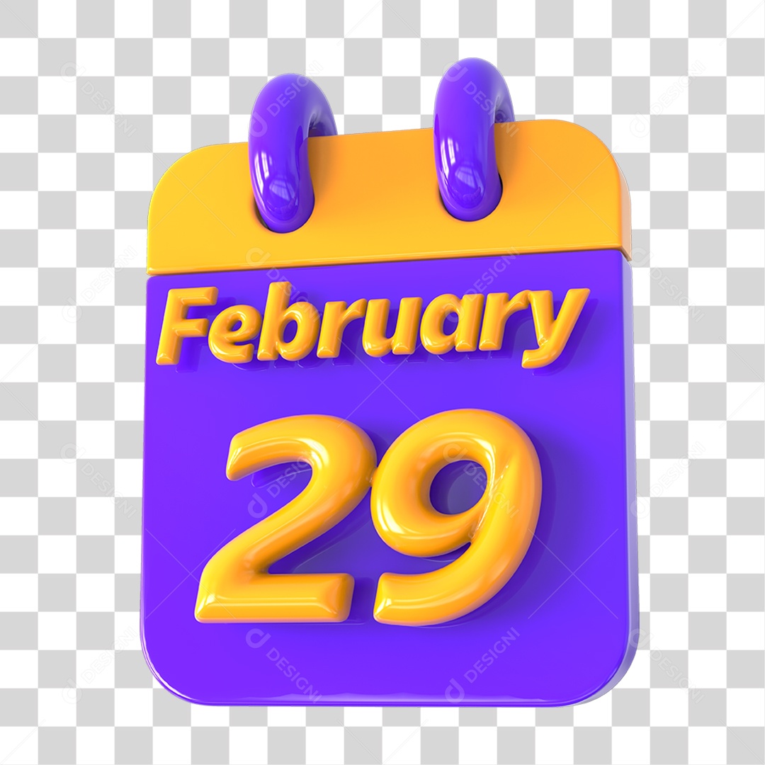 Elemento 3D Calendário 29 de Fevereiro PNG Transparente