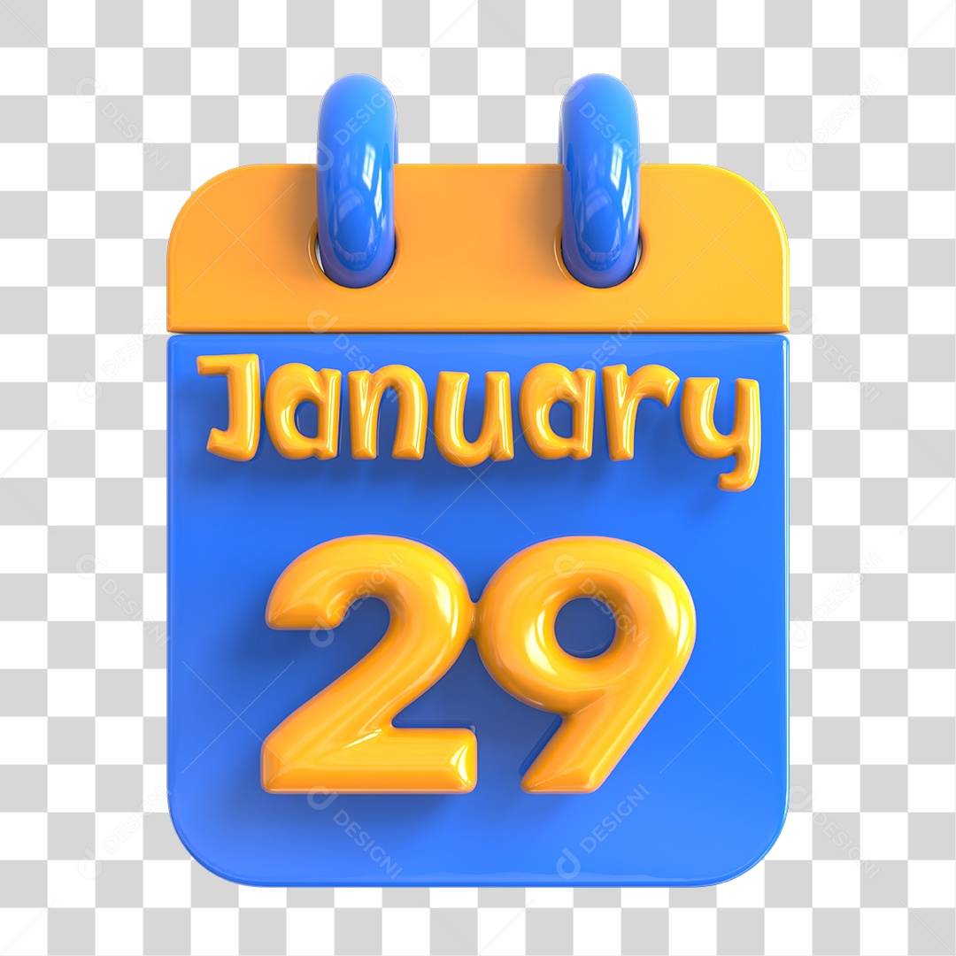 Elemento 3D Calendário 29 de Janeiro PNG Transparente