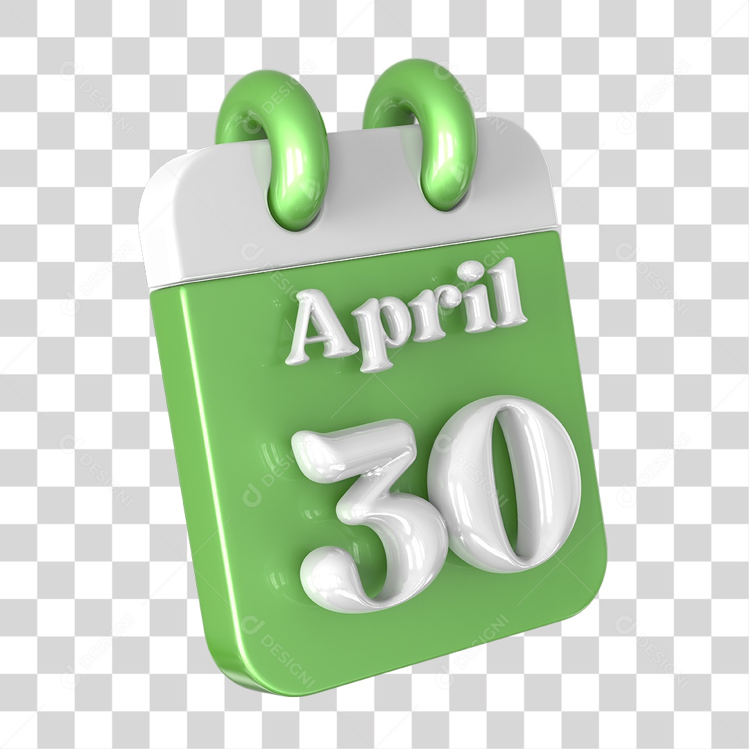 Elemento 3D Calendário 30 de Abril PNG Transparente