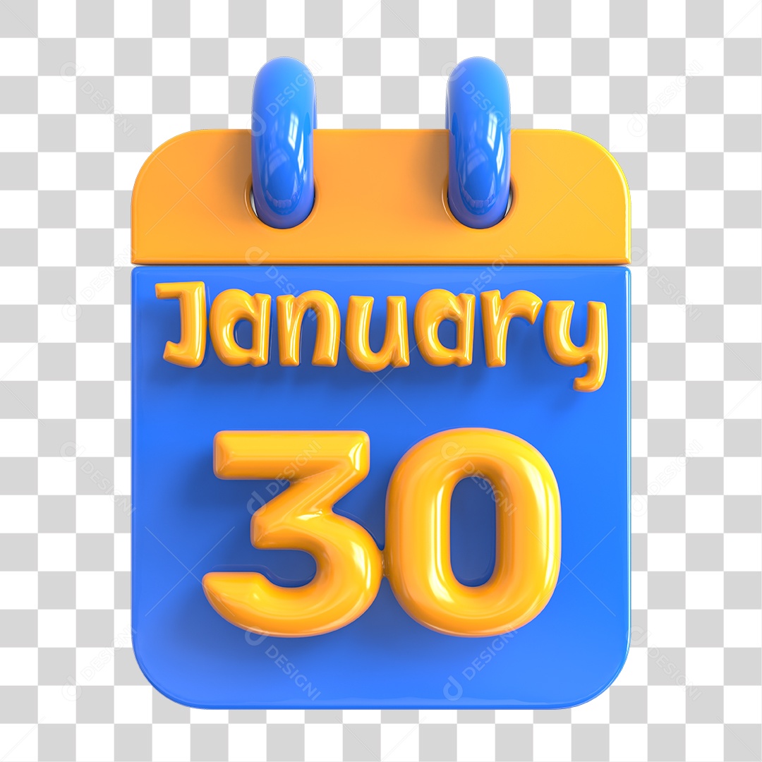 Elemento 3D Calendário 30 de Janeiro PNG Transparente