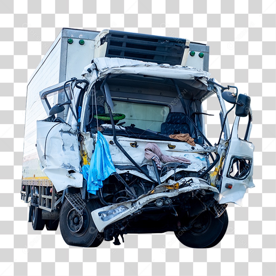 Caminhão Batido Amassado PNG Transparente