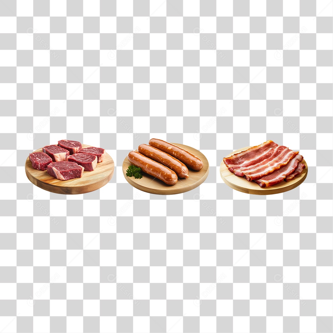 Carne Linguiça Sobre Tábua PNG Transparente