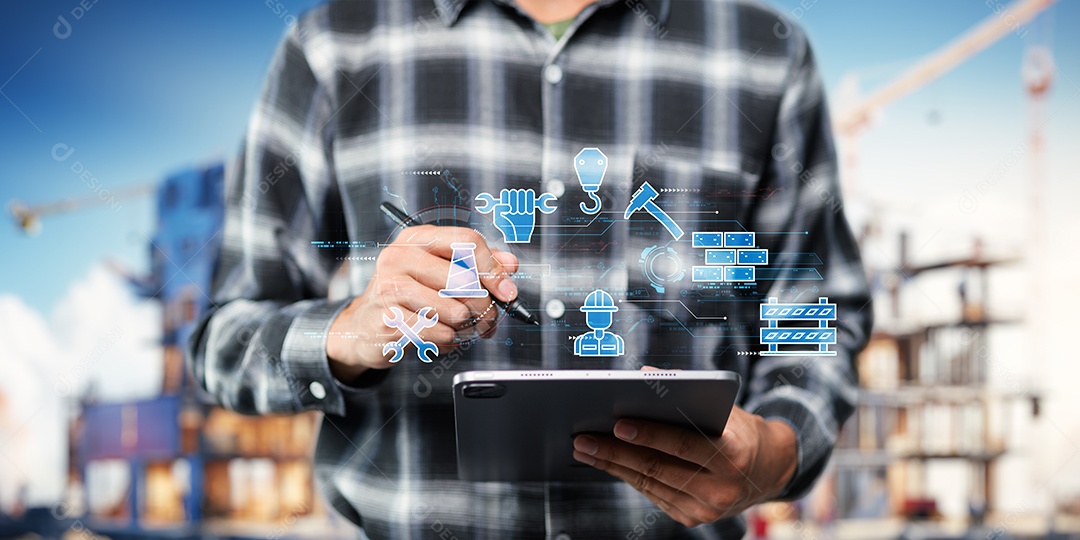 Empresa de construção projetando casas, edifícios, fábricas, imóveis