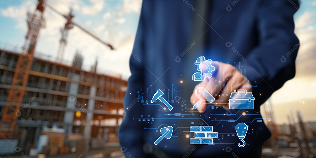 Empresa de construção projetando casas, edifícios, fábricas, imóveis