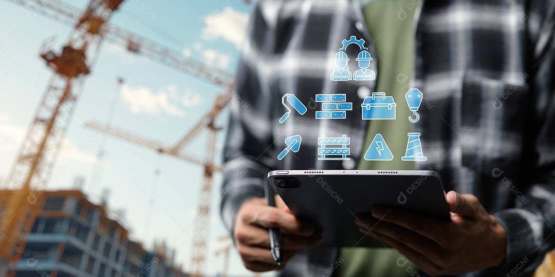 Empresa de construção projetando casas, edifícios, fábricas, imóveis