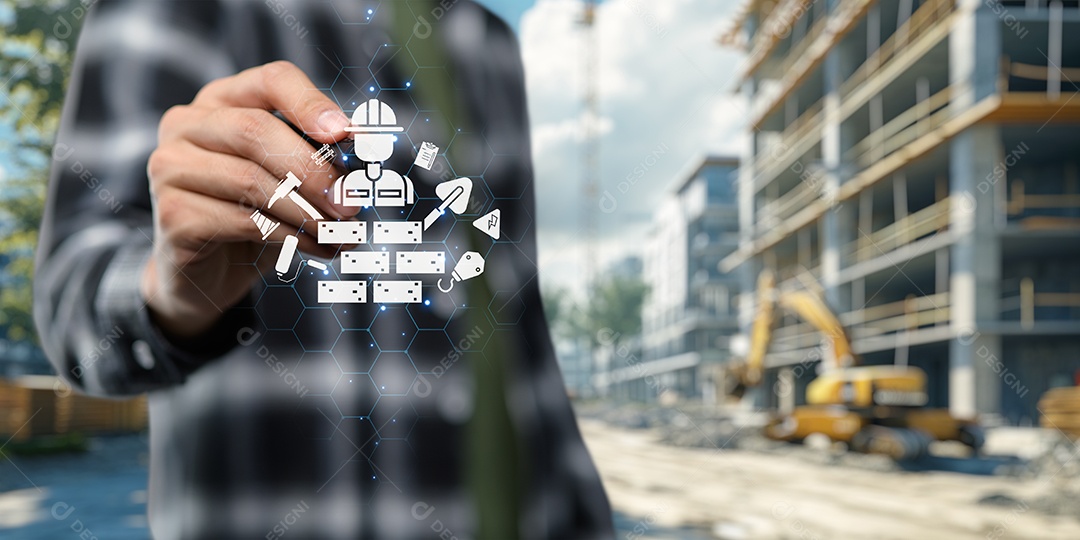 Empresa de construção projetando casas, edifícios, fábricas, imóveis