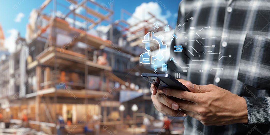 Empresa de construção projetando casas, edifícios, fábricas, imóveis