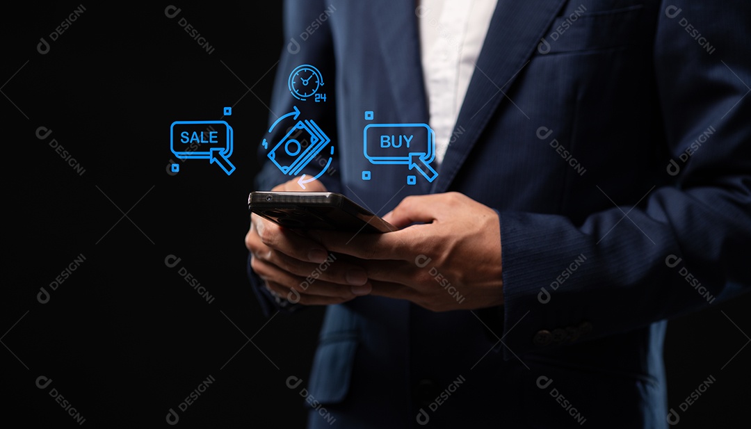 Ícone de holograma Compra e venda de produtos on-line