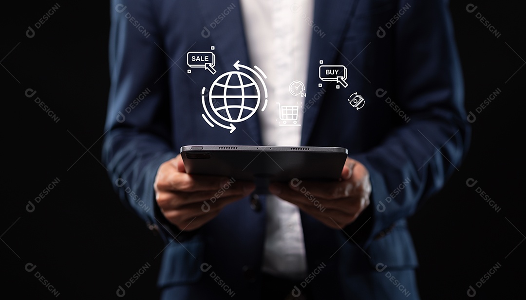 Ícone de holograma Compra e venda de produtos on-line