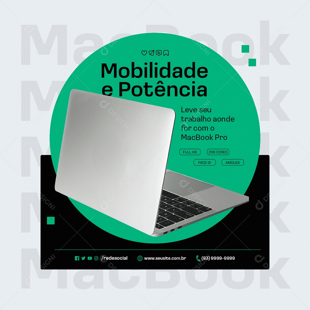 Loja da Apple Mobilidade e Potência Social Media PSD Editável