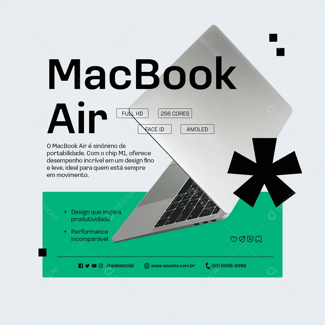 Loja da Apple MacBook Air Social Media PSD Editável