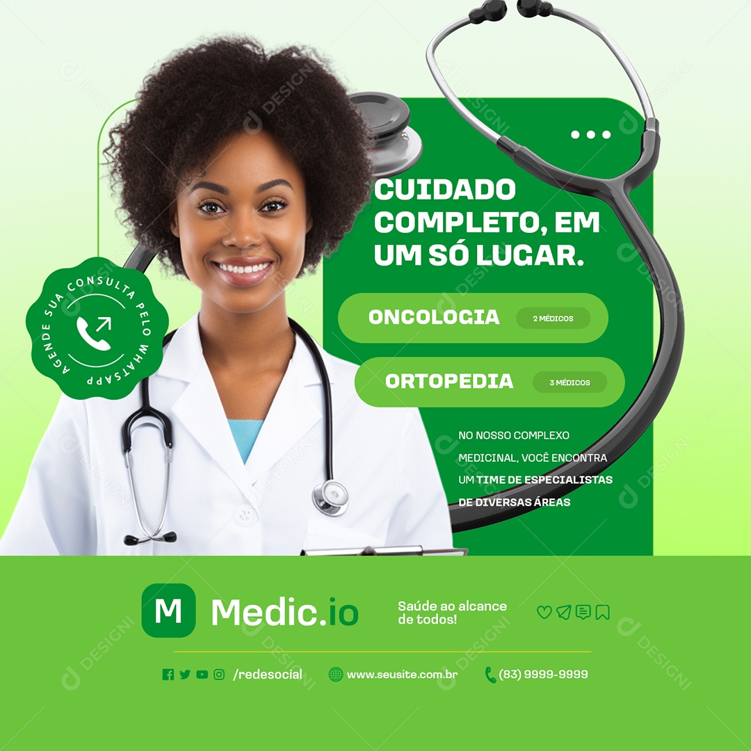 Centro Medico Cuidado Completo Social Media PSD Editável