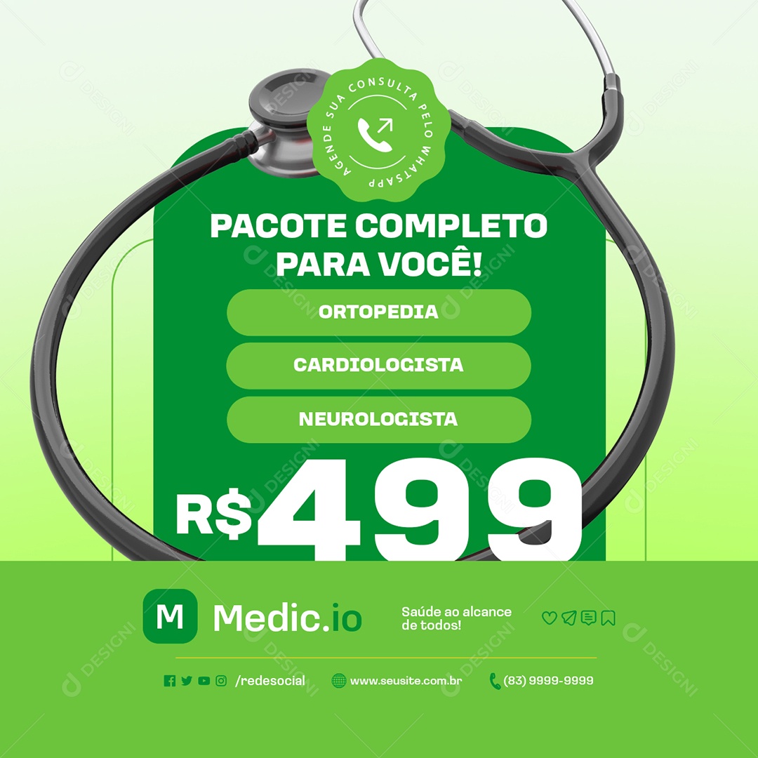 Centro Medico Pacote Completo para Você Social Media PSD Editável