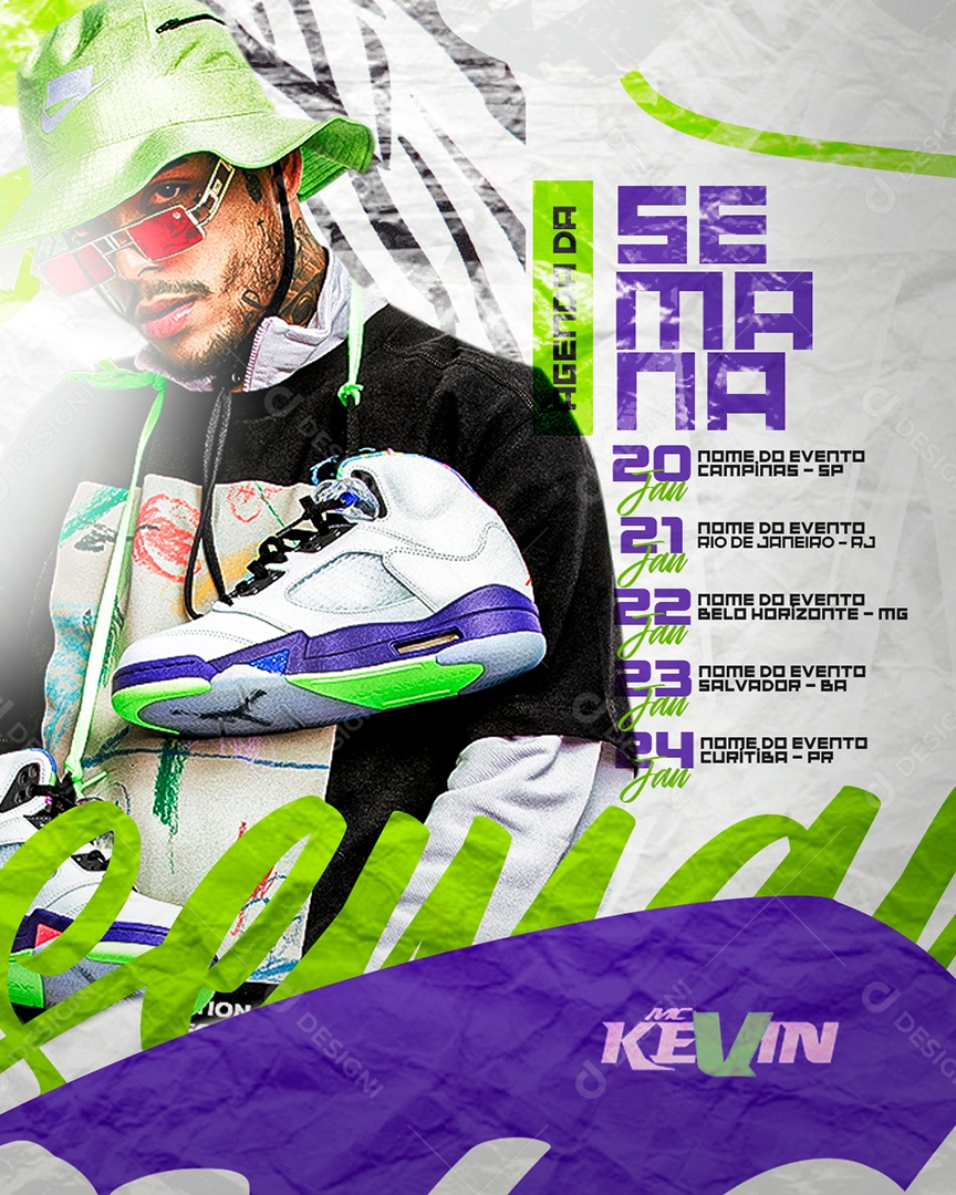 Feed Flyer Agenda Da Semana Social Media PSD Editável