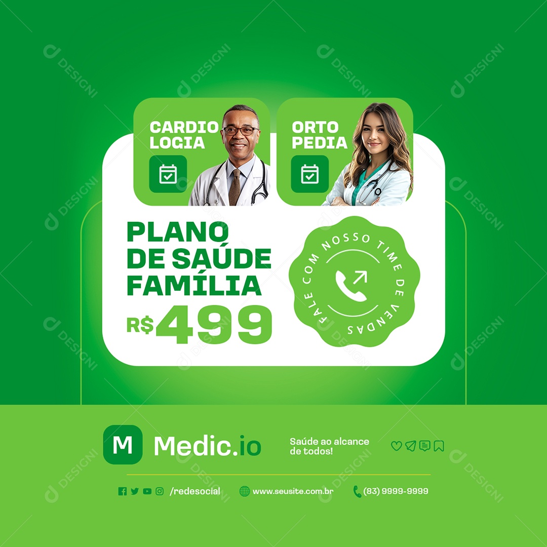 Centro Medico Plano de Saúde Família Social Media PSD Editável