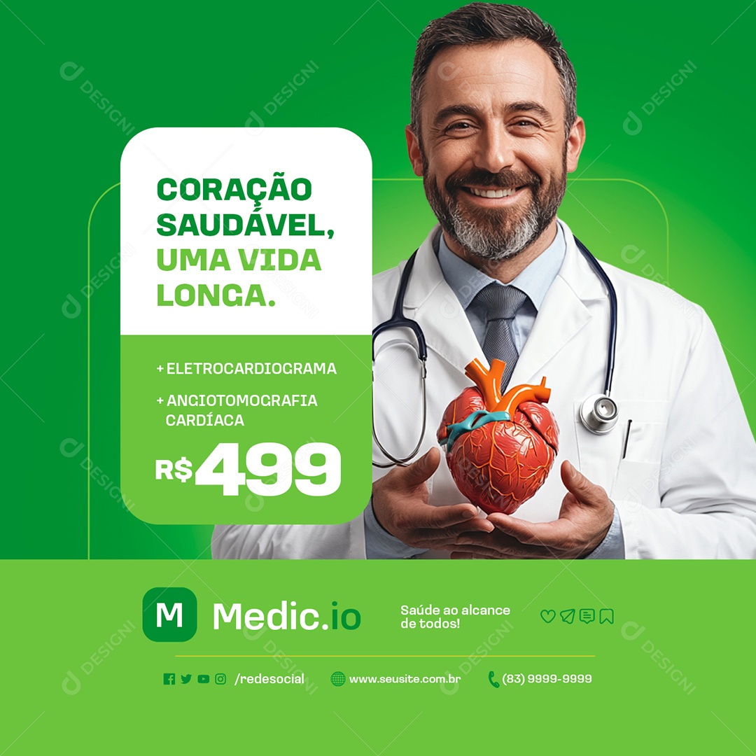 Centro Medico Coração Saudável Social Media PSD Editável