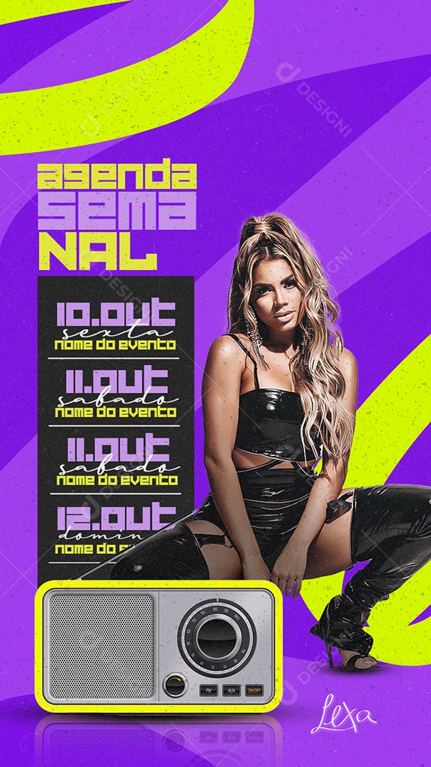 Feed Flyer Agenda Semanal Social Media PSD Editável