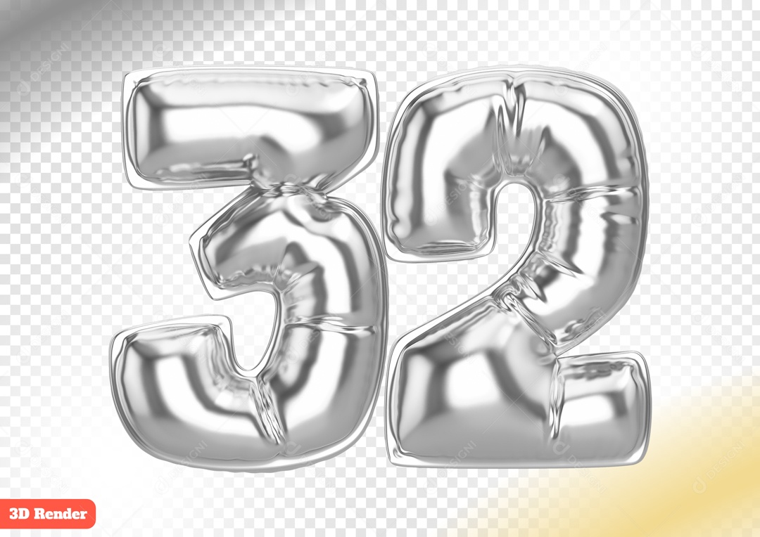 Balão 32 Elemento 3D para Composição PSD