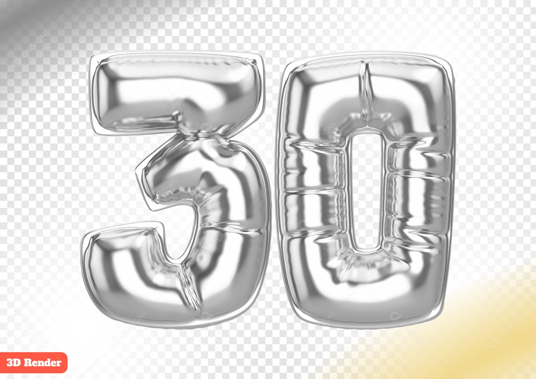 Balão 30 Elemento 3D para Composição PSD