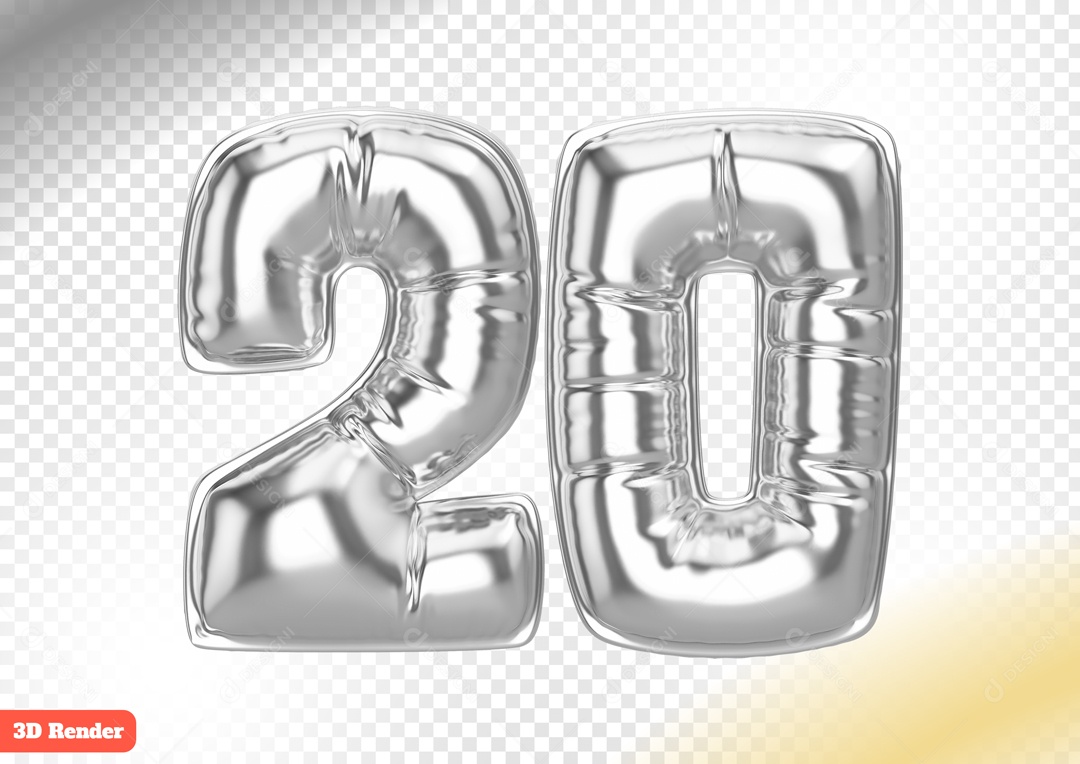 Balão 20 Elemento 3D para Composição PSD