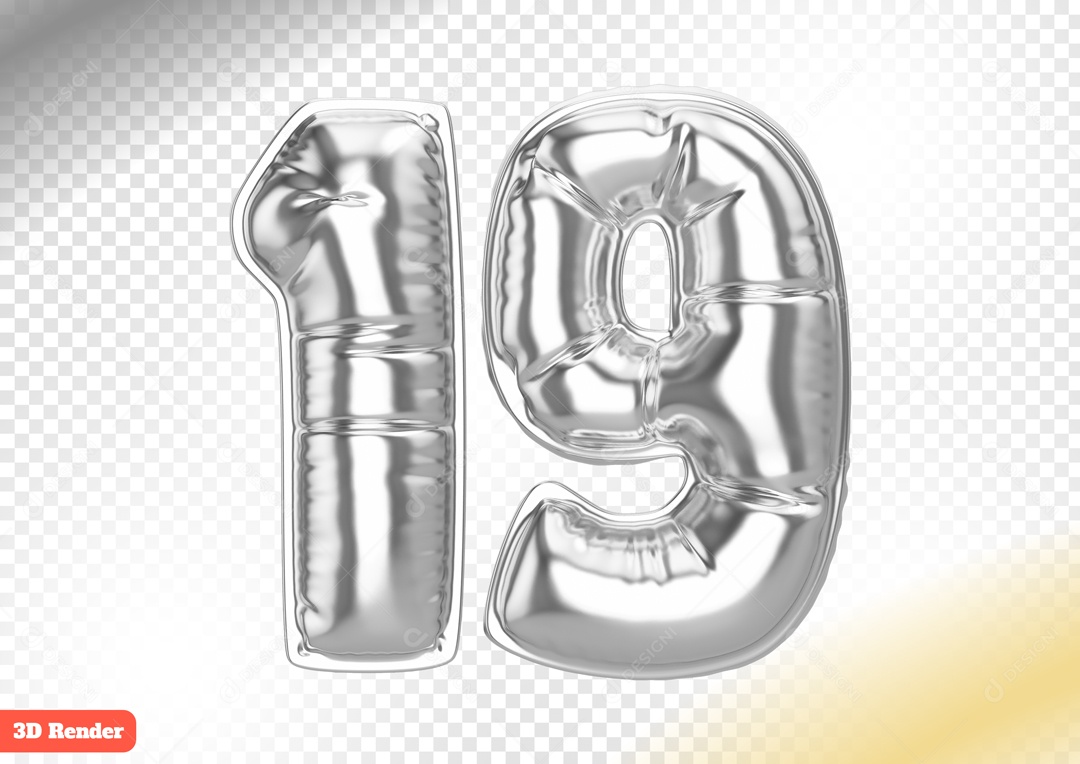 Balão 19 Elemento 3D para Composição PSD