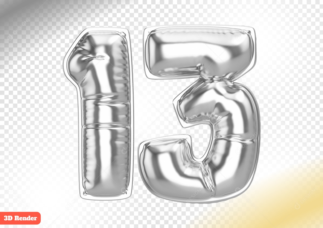 Balão 13 Elemento 3D para Composição PSD