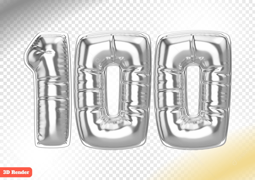 Balão 100 Elemento 3D para Composição PSD