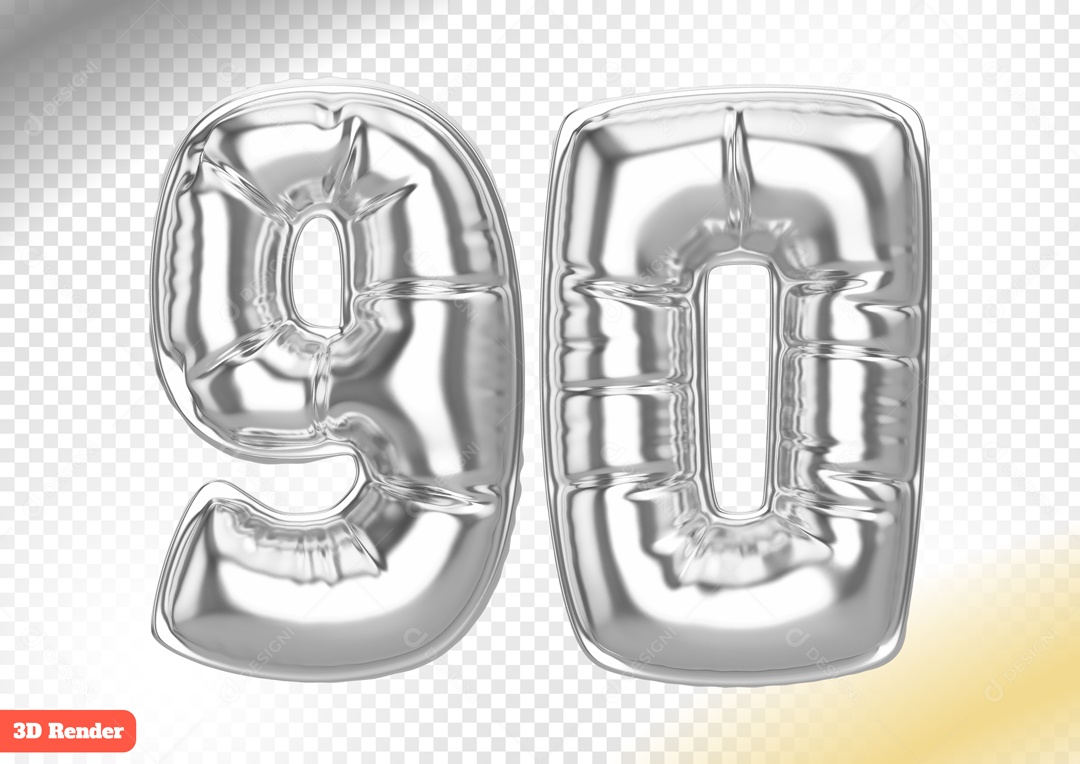 Balão 90 Elemento 3D para Composição PSD