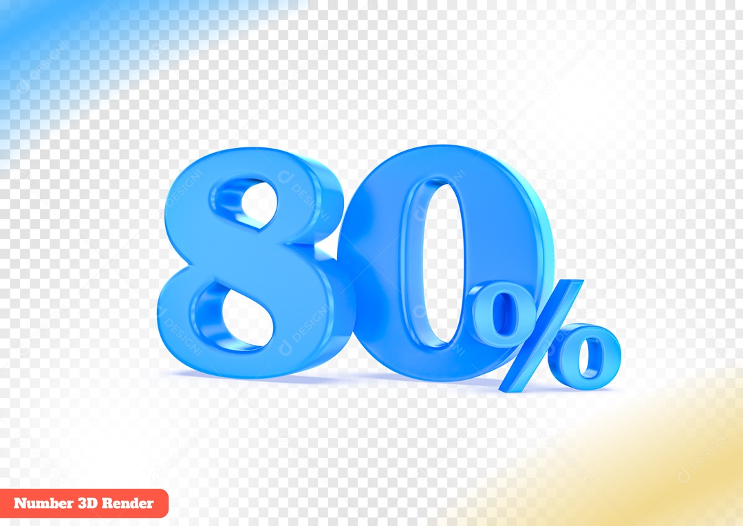 Desconto de 80% Elemento 3D Azul para Composição PSD