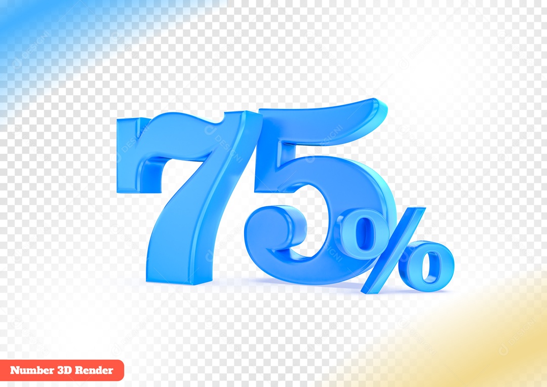 Desconto de 75% Elemento 3D Azul para Composição PSD