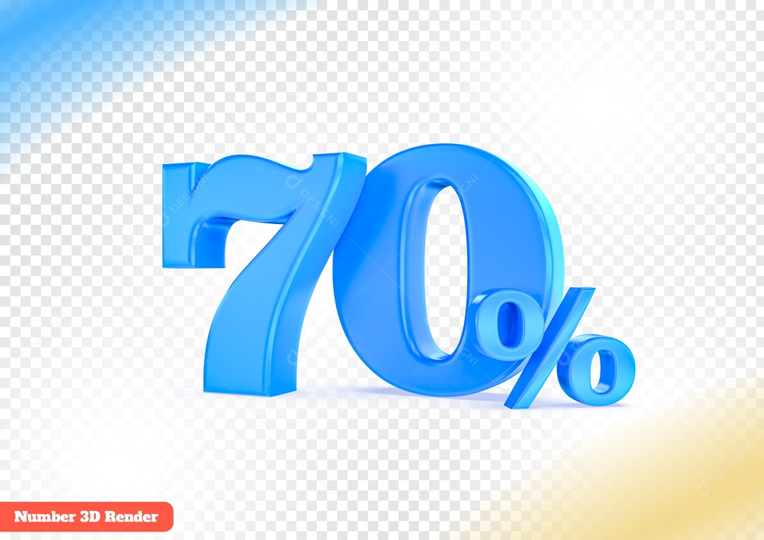 Desconto de 70% Elemento 3D Azul para Composição PSD