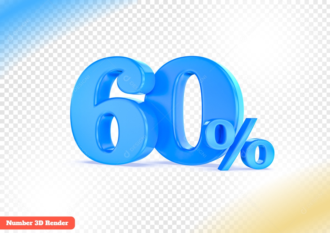 Desconto de 60% Elemento 3D Azul para Composição PSD