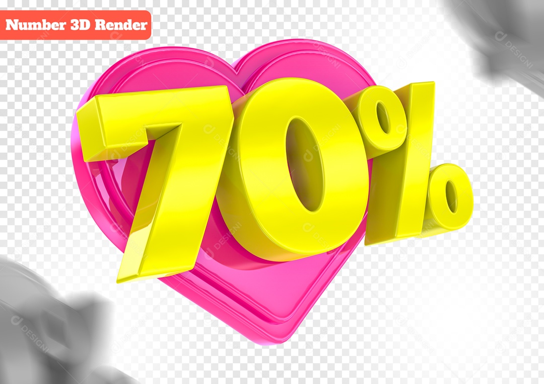 Desconto de 70% Elemento 3D Rosa e Amarelo para Composição PSD