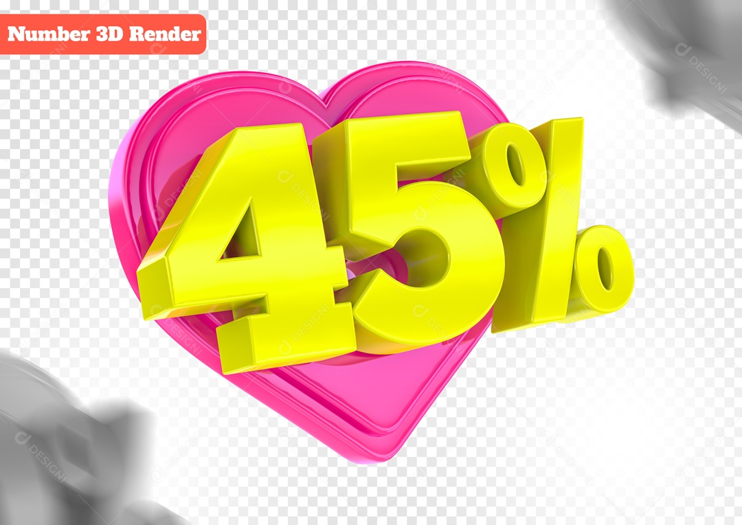 Desconto de 45% Elemento 3D Rosa e Amarelo para Composição PSD