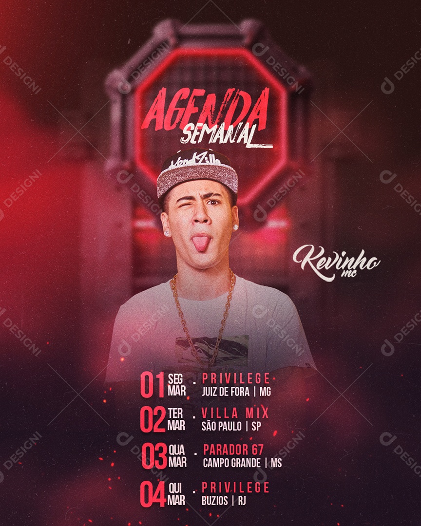 Feed Flyer Agenda Semanal Social Media PSD Editável