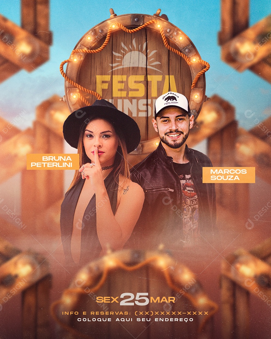 Feed Flyer Festa Sunset Social Media PSD Editável