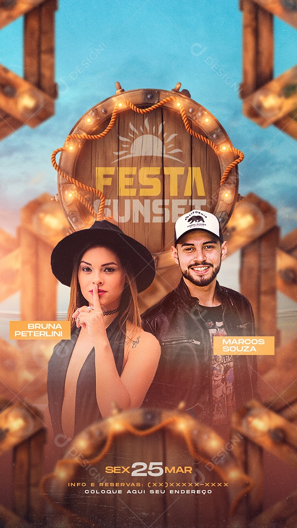 Story Flyer Festa Sunset Social Media PSD Editável