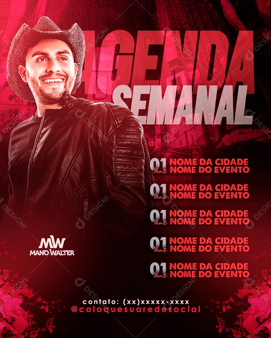 Feed Flyer Agenda Semanal Social Media PSD Editável