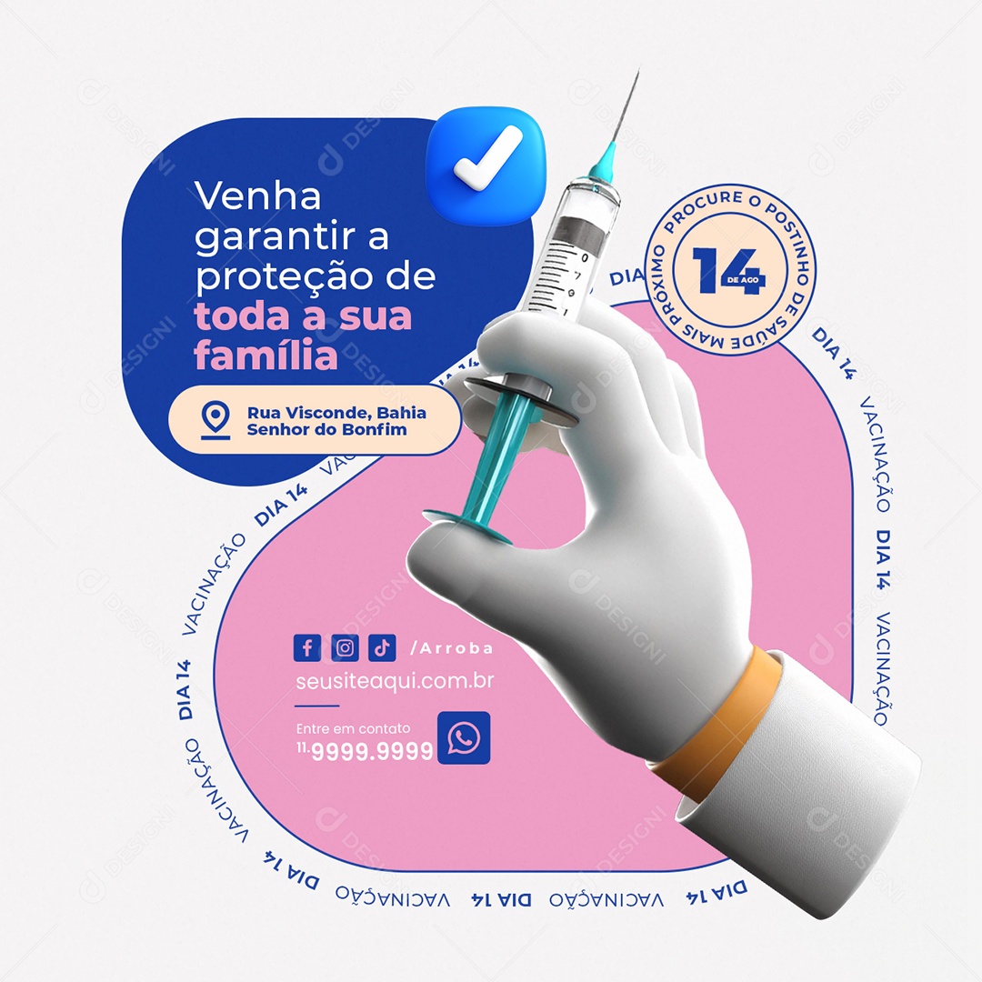 Vacinação Venha Garantir a Proteção de Toda a Sua Família Social Media PSD Editável