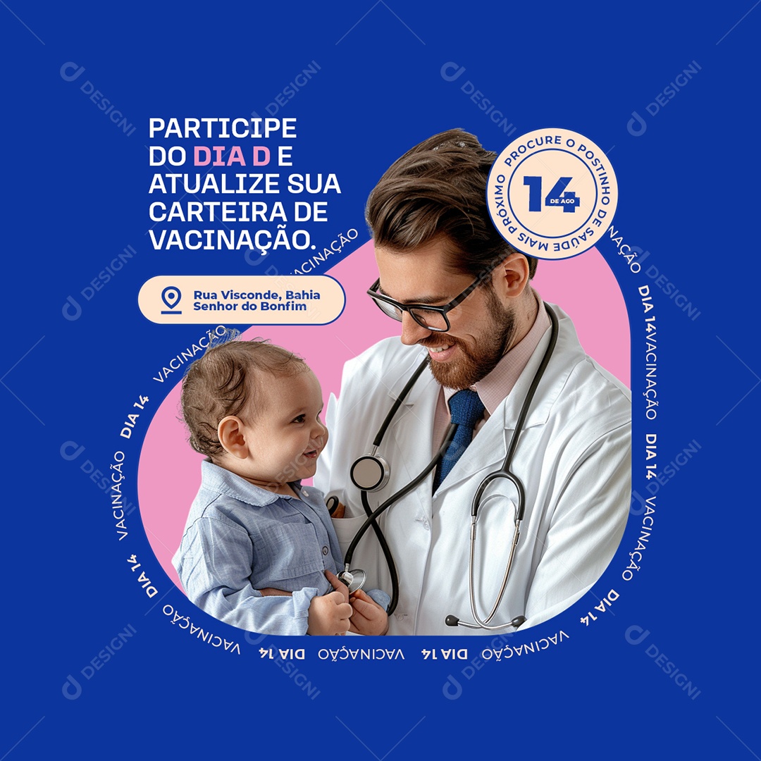 Participe do Dia D e Atualize sua Carteira de Vacinação Social Media PSD Editável
