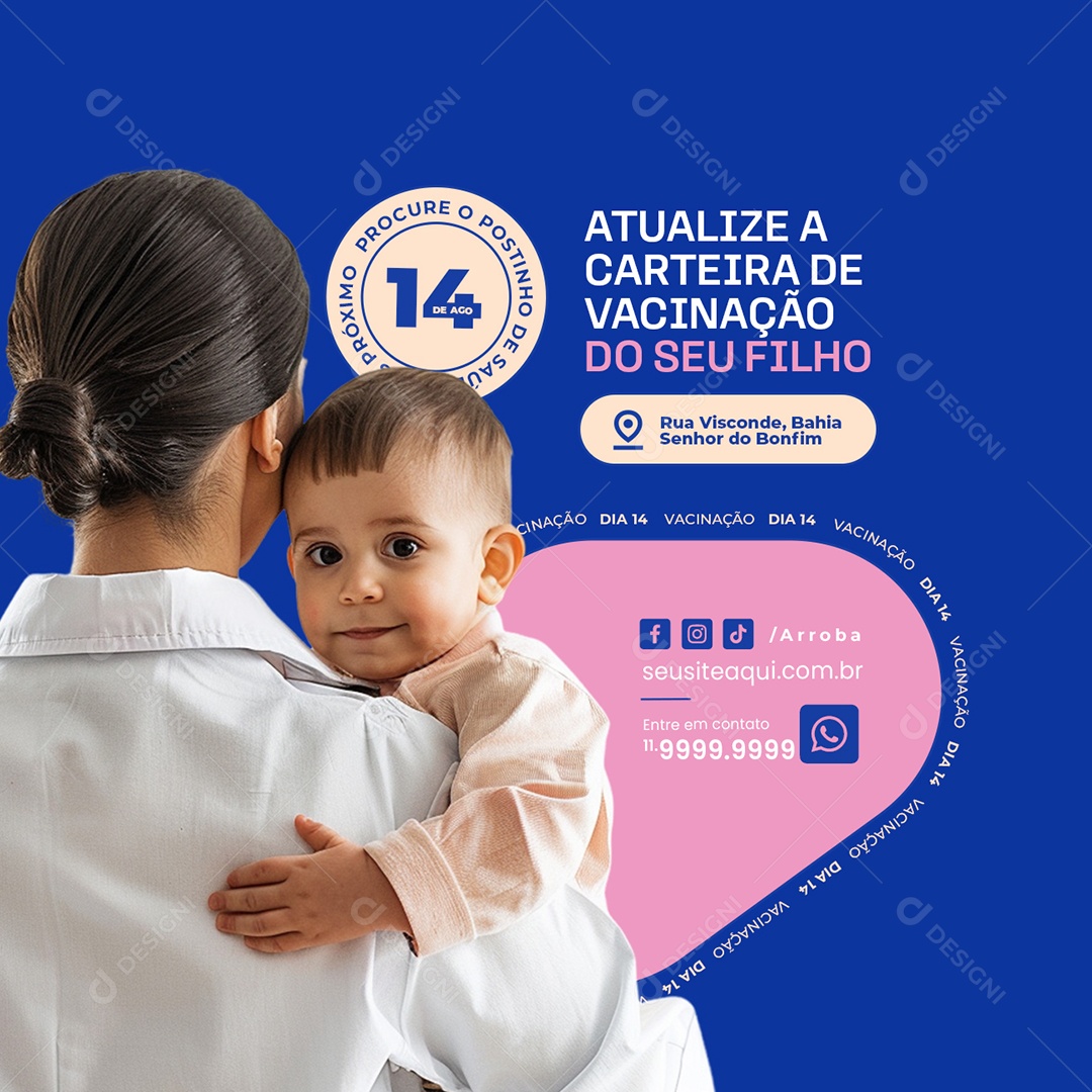 Social Media Atualize a Carteira de Vacinação do Seu Filho PSD Editável