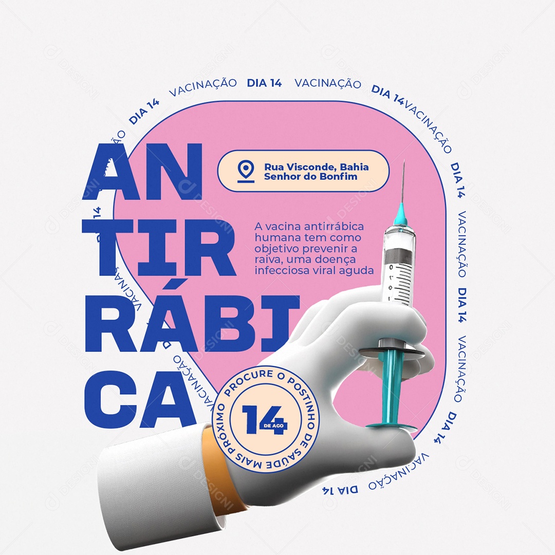 Vacinação Antirábica Humana Social Media PSD Editável