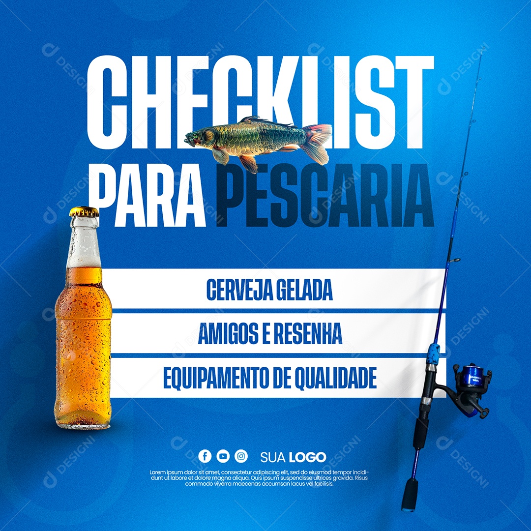 Casa de Pesca Checklist Para Pescaria Social Media PSD Editável