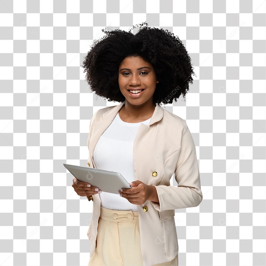 Mulher Morena Segurando Laptop PNG Transparente