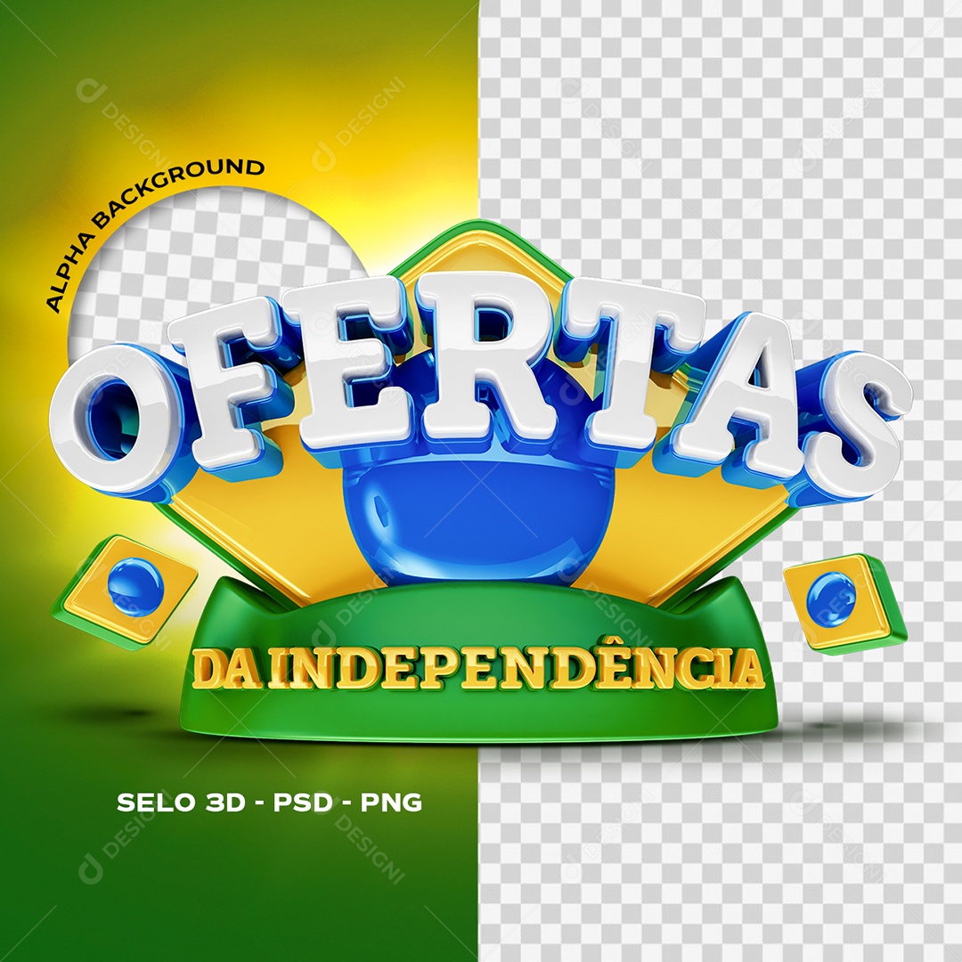Selo 3D Ofertas da Independência para Composição PSD