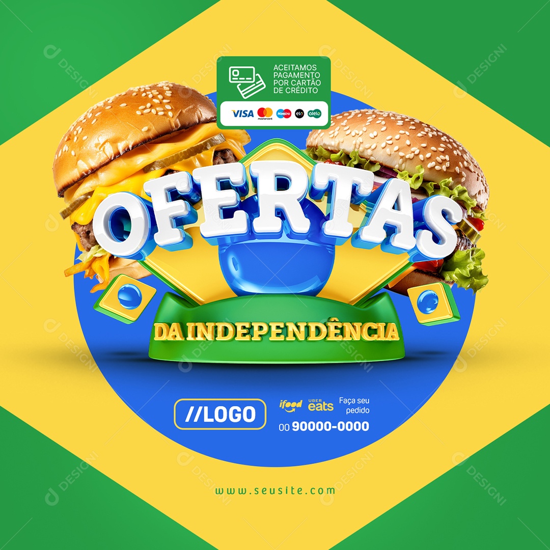 Ofertas da Independência Hamburgueria Social Media PSD Editável