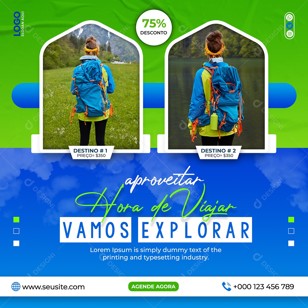 Agência de Viagem e Turismo Social Media PSD Editável