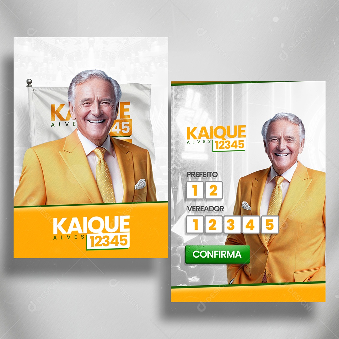 Política Santinho Candidato Kaike Alves Media PSD Editável